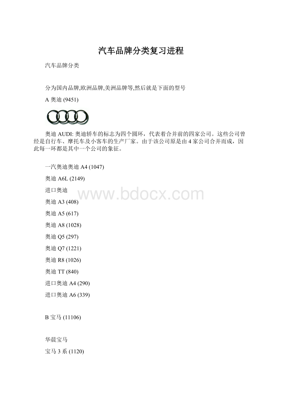 汽车品牌分类复习进程Word文档格式.docx