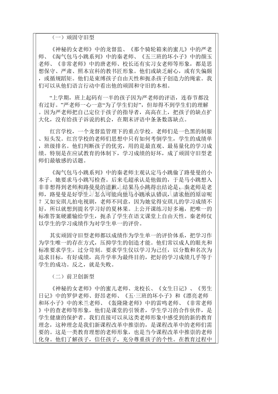 杨红樱小说中教师形象分析正文Word文档格式.docx_第2页