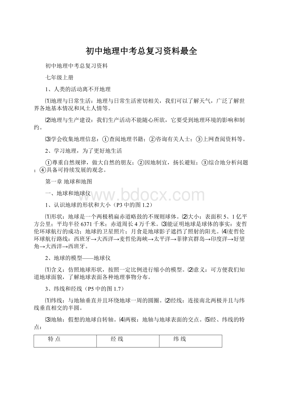 初中地理中考总复习资料最全Word格式.docx