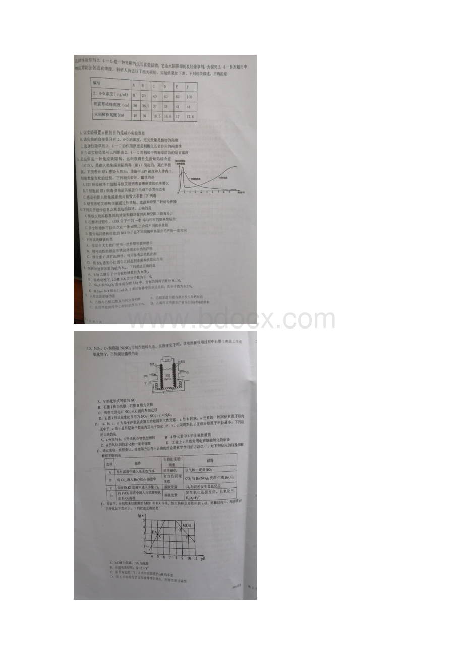 届宁夏银川高三高中教学质量检测理科综合试题图片版答案不全.docx_第2页