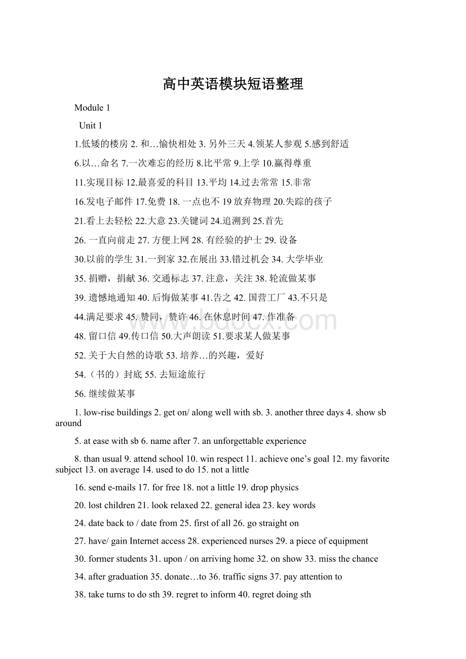 高中英语模块短语整理Word格式文档下载.docx_第1页