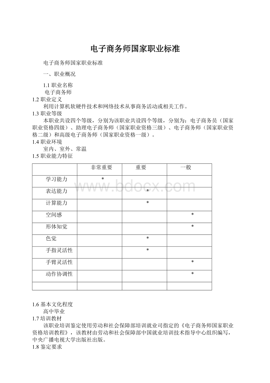 电子商务师国家职业标准Word格式文档下载.docx