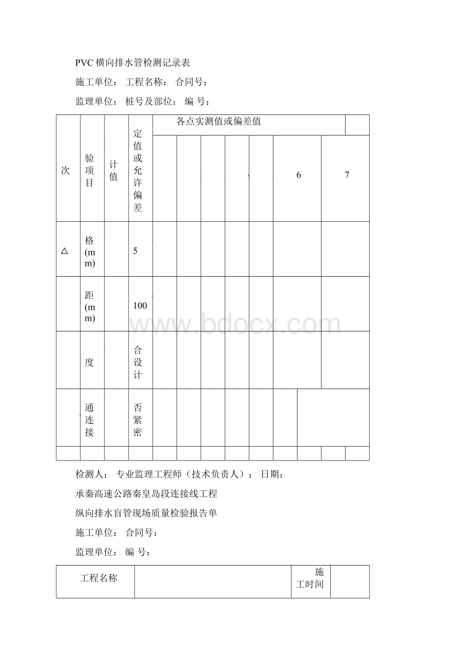 pvc横向排水管横纵向盲管止水条现场质量检验表格.docx_第2页