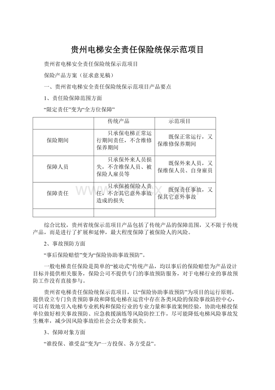 贵州电梯安全责任保险统保示范项目Word格式文档下载.docx_第1页