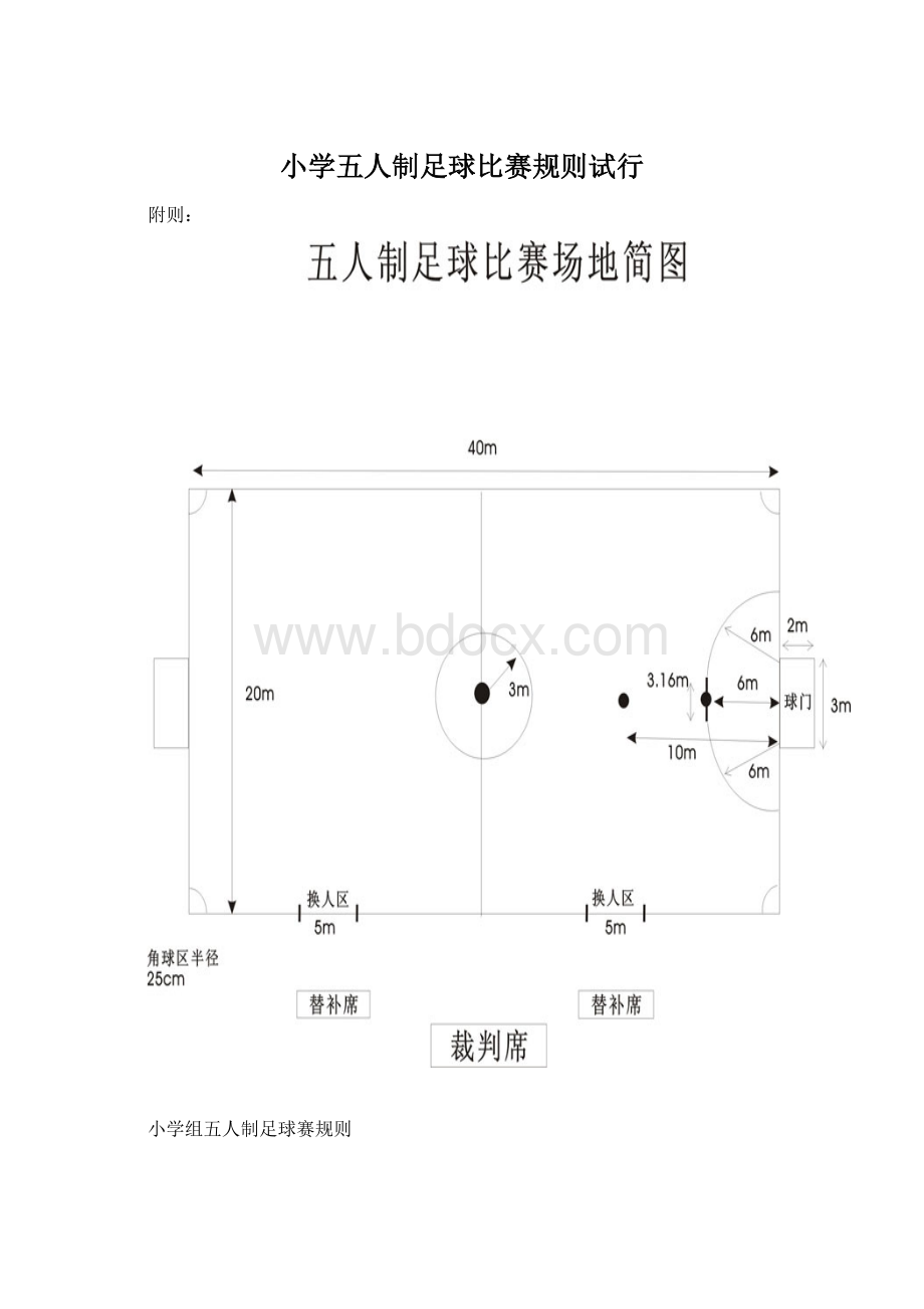 小学五人制足球比赛规则试行.docx