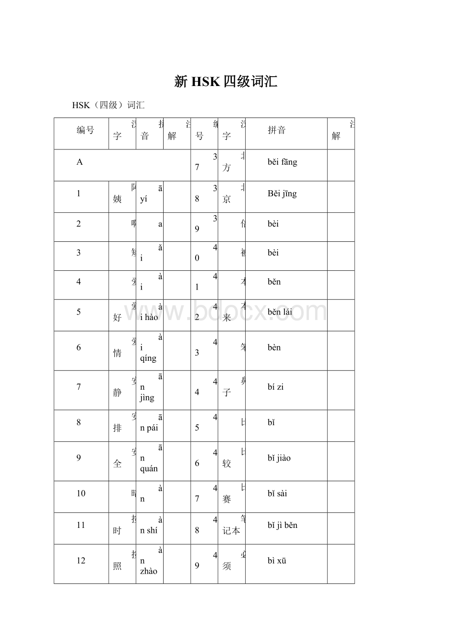 新HSK四级词汇Word文档格式.docx