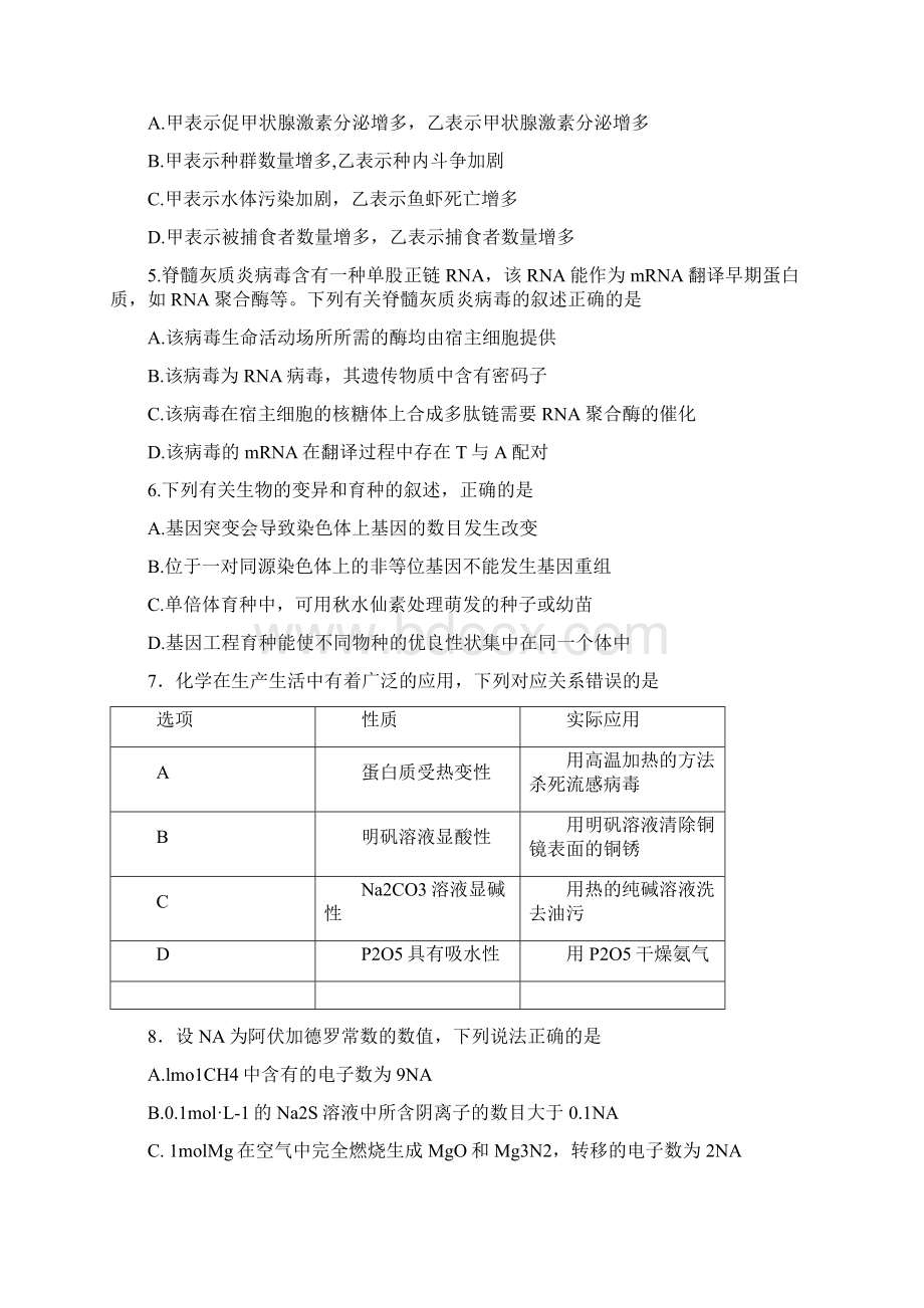 湖南省邵阳市届高三下学期第二次联考理科综合试题 Word版含答案.docx_第2页