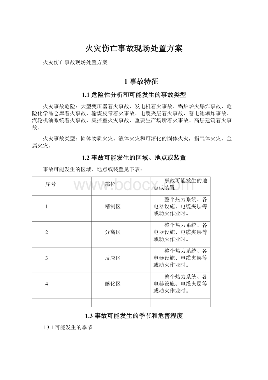 火灾伤亡事故现场处置方案Word格式文档下载.docx