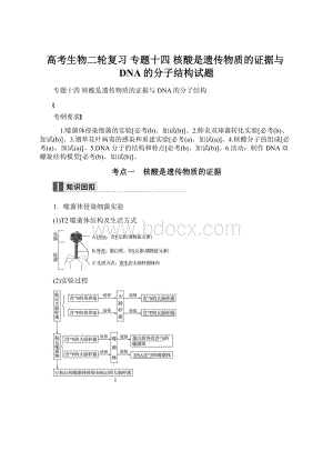 高考生物二轮复习 专题十四 核酸是遗传物质的证据与DNA的分子结构试题Word文档下载推荐.docx