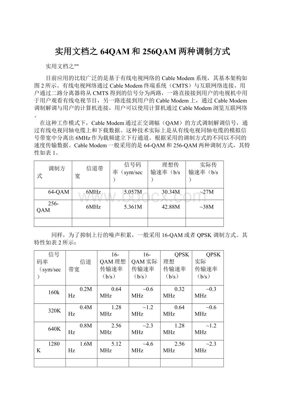 实用文档之64QAM和256QAM两种调制方式.docx_第1页