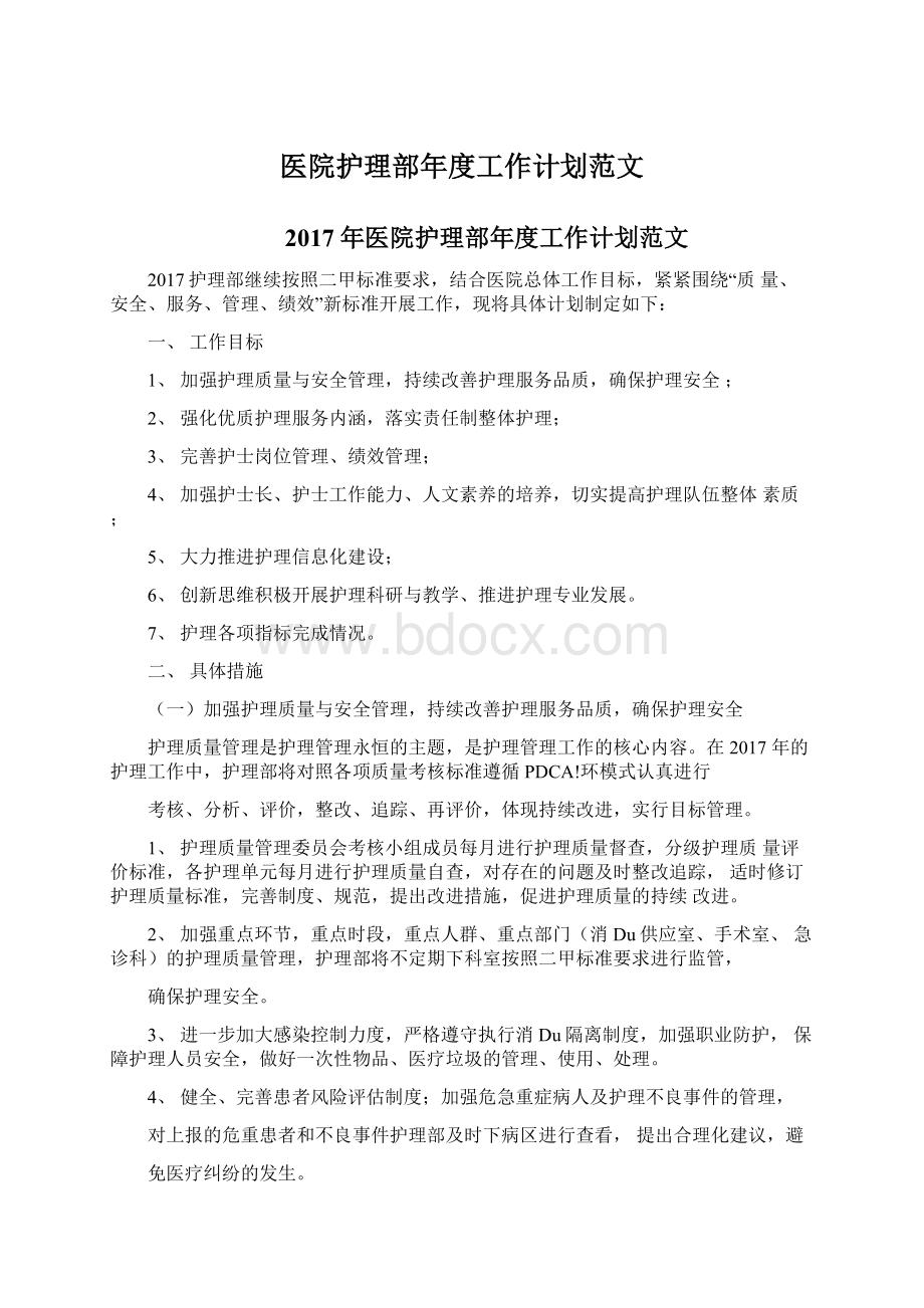 医院护理部年度工作计划范文.docx