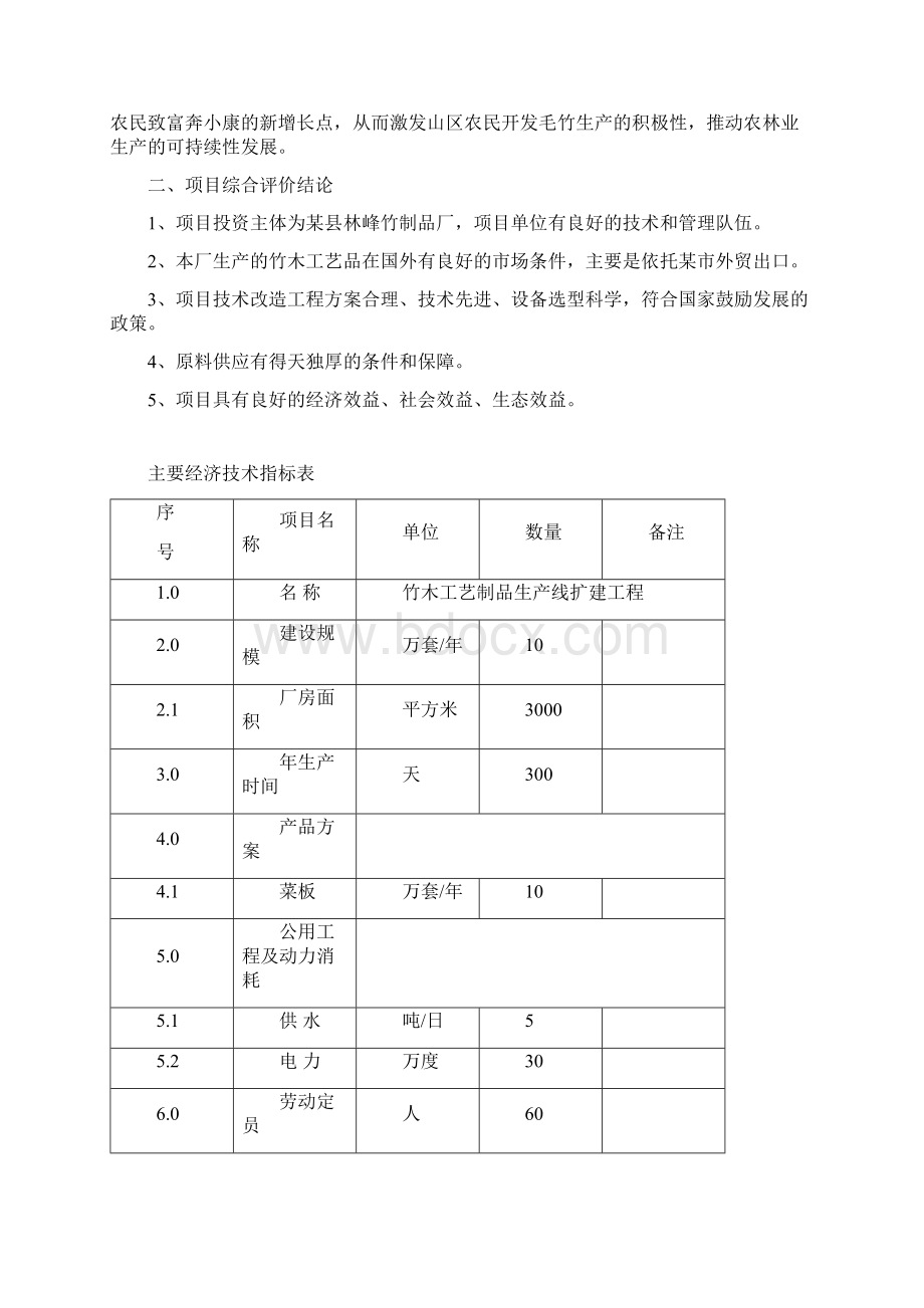 新建年产10万套竹木工艺制品生产线项目申请报告书.docx_第2页