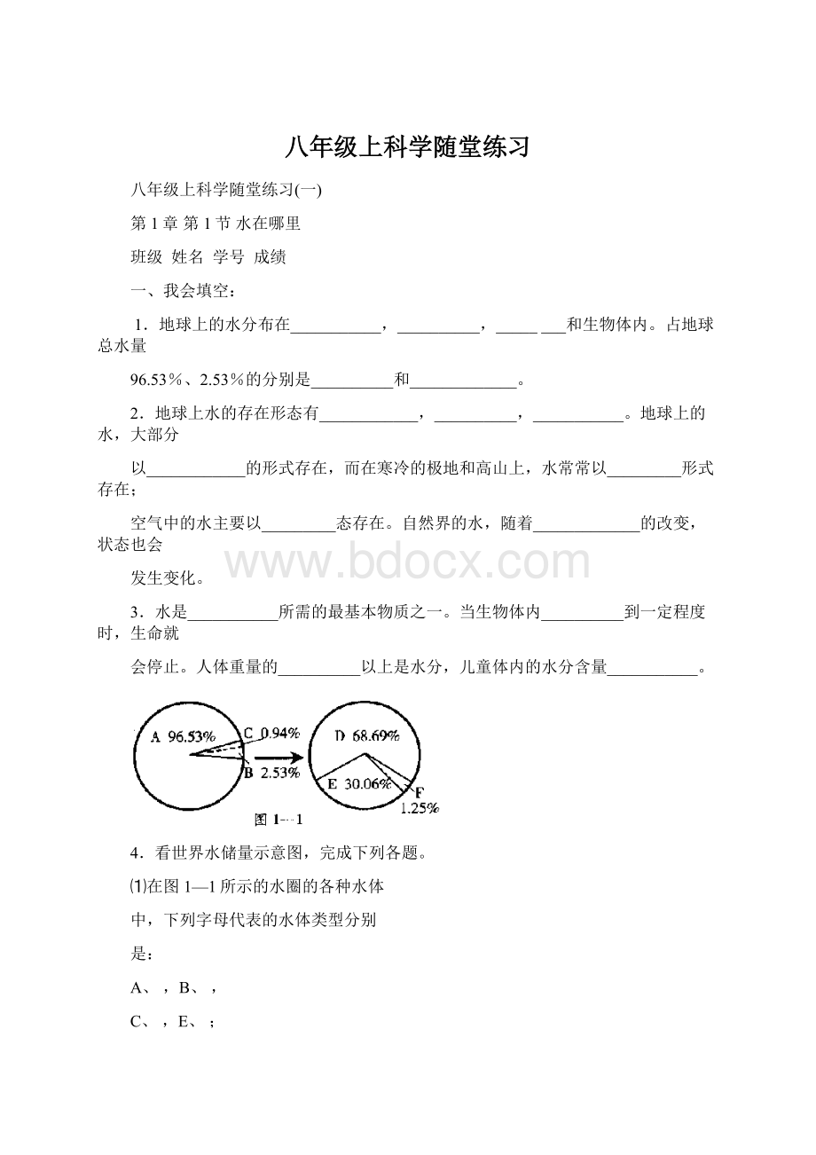 八年级上科学随堂练习Word下载.docx