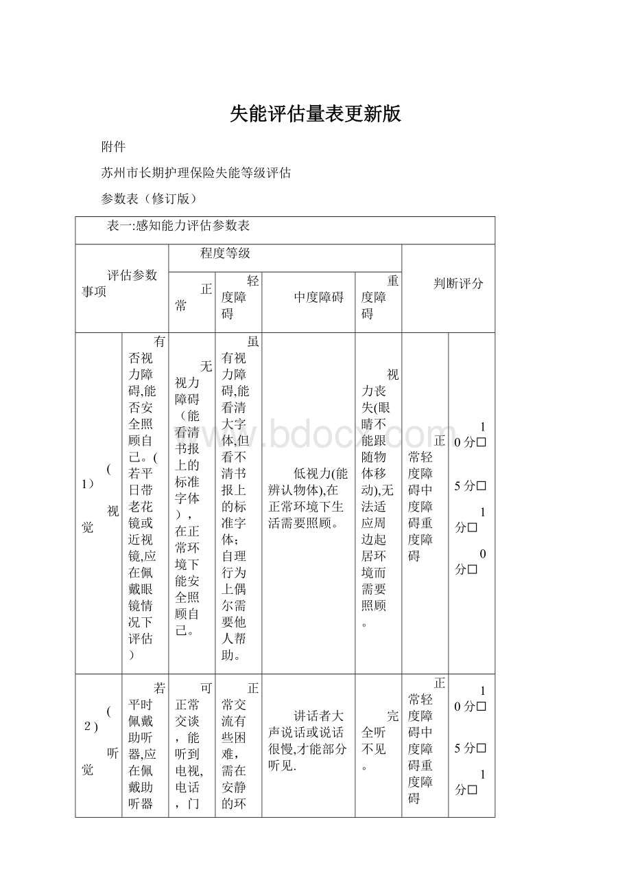 失能评估量表更新版Word下载.docx