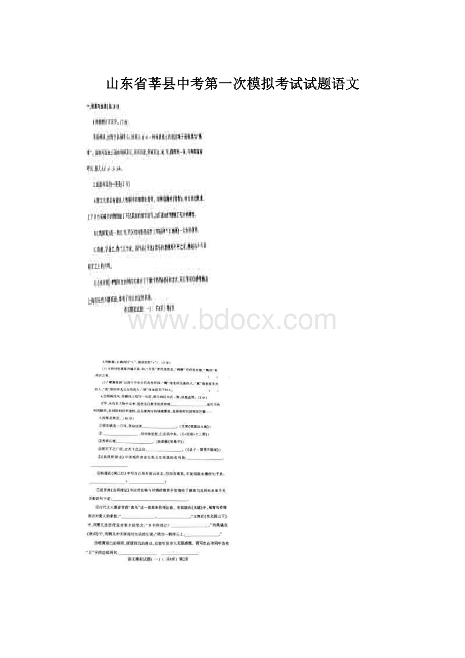 山东省莘县中考第一次模拟考试试题语文Word文件下载.docx_第1页