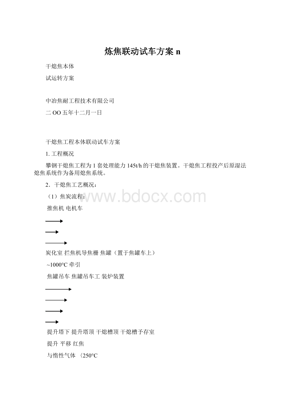 炼焦联动试车方案nWord下载.docx
