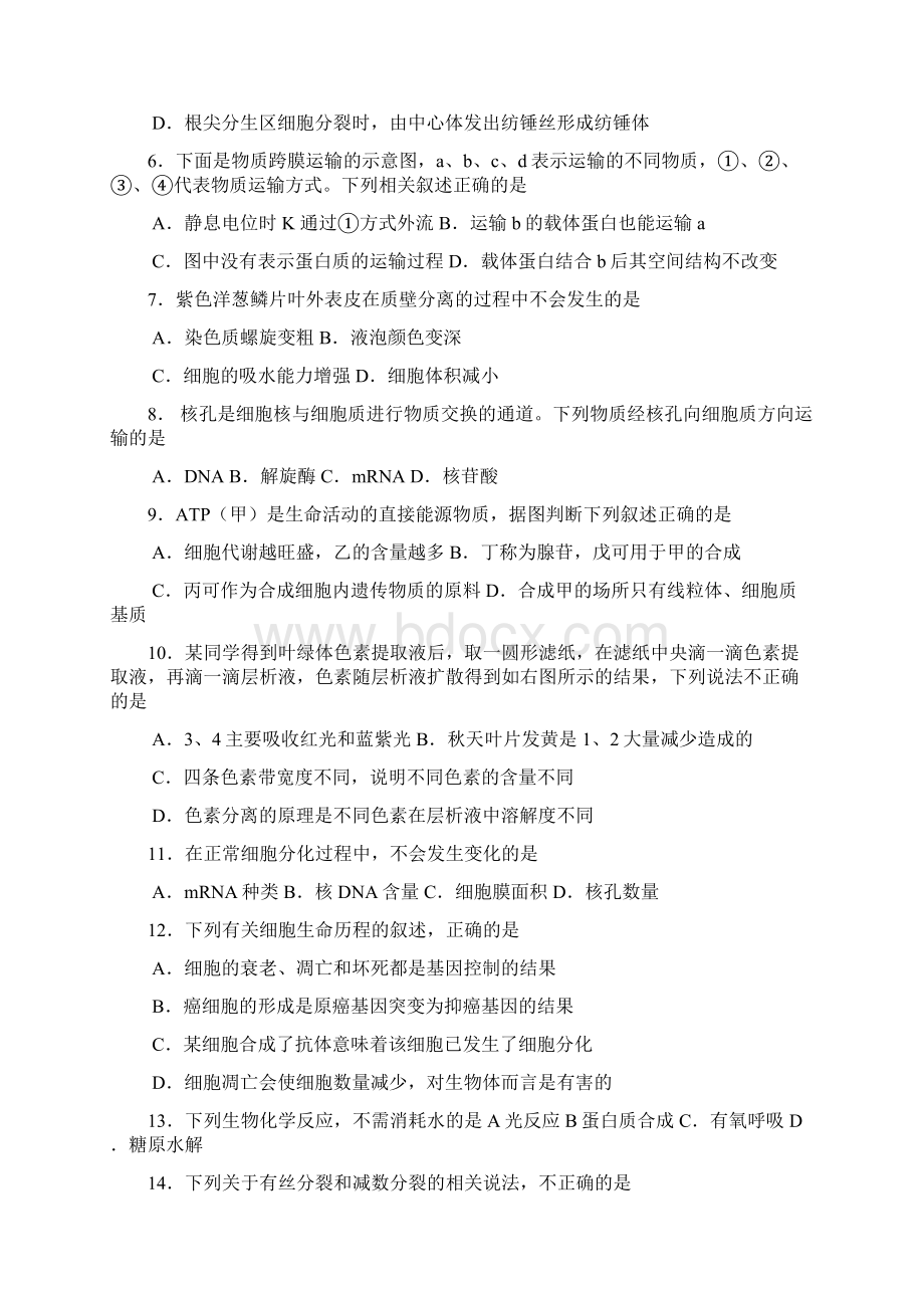 全国中学生生物学联赛山东赛区预赛试题.docx_第2页