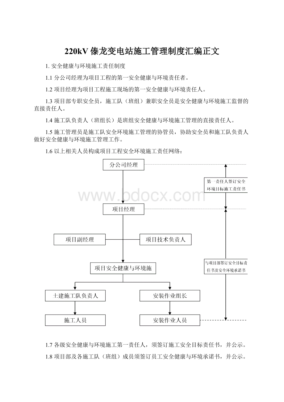 220kV傣龙变电站施工管理制度汇编正文.docx