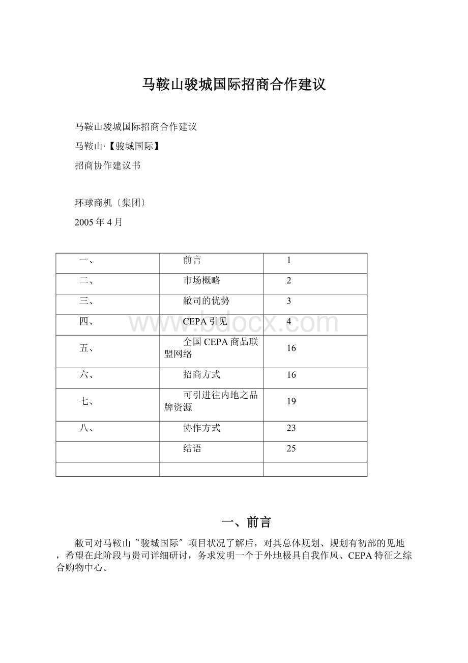 马鞍山骏城国际招商合作建议.docx