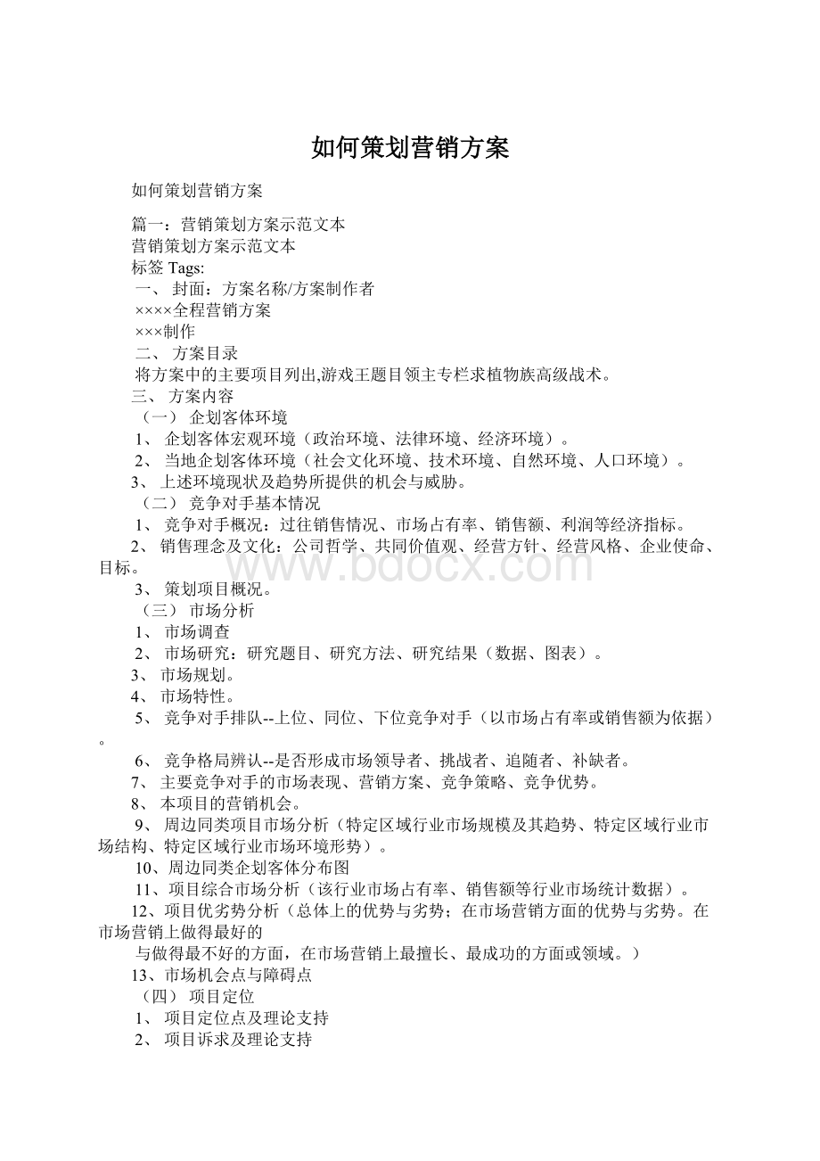 如何策划营销方案Word格式文档下载.docx_第1页