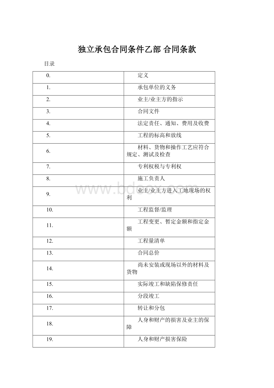 独立承包合同条件乙部 合同条款Word文档下载推荐.docx