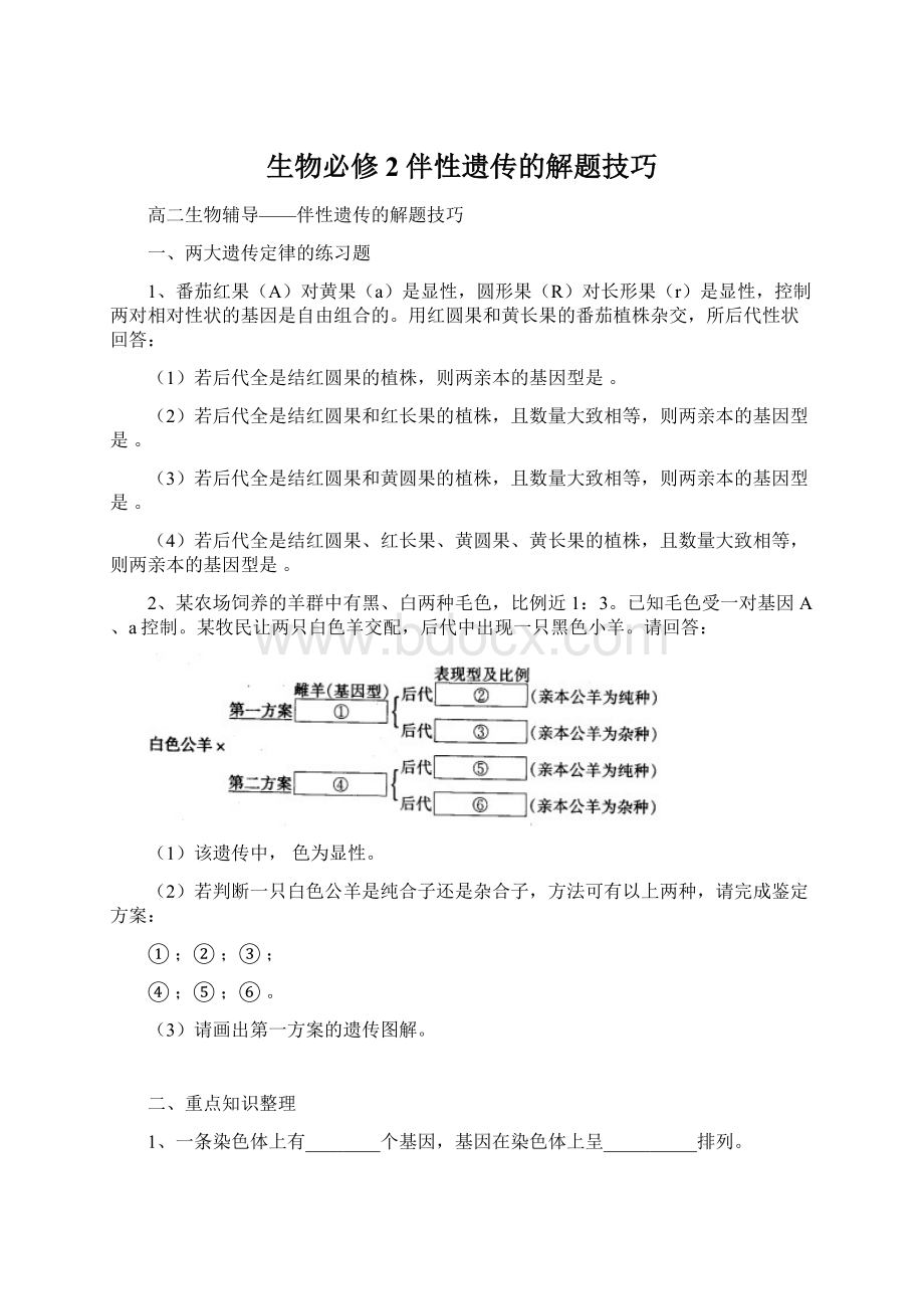 生物必修2伴性遗传的解题技巧.docx