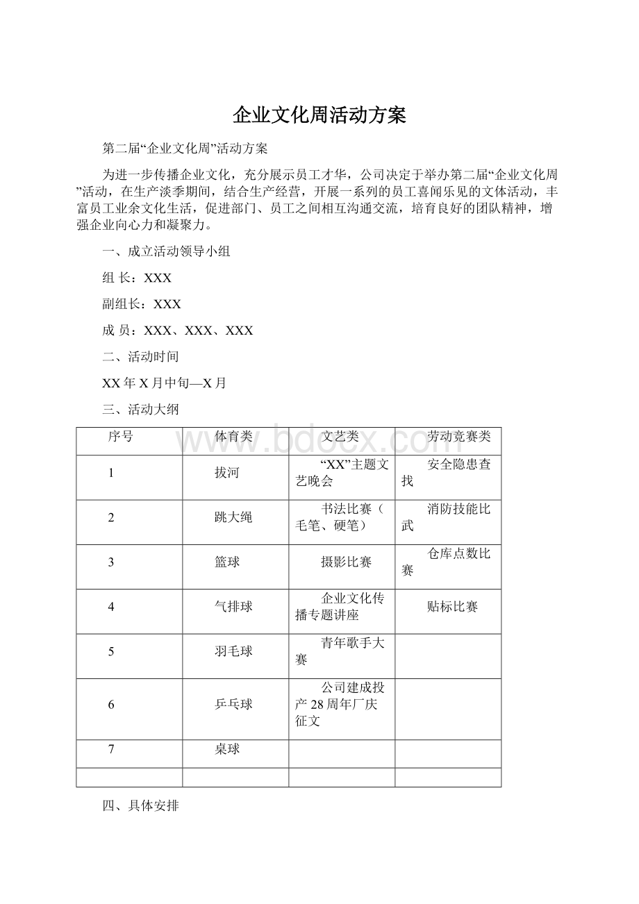 企业文化周活动方案Word文档下载推荐.docx