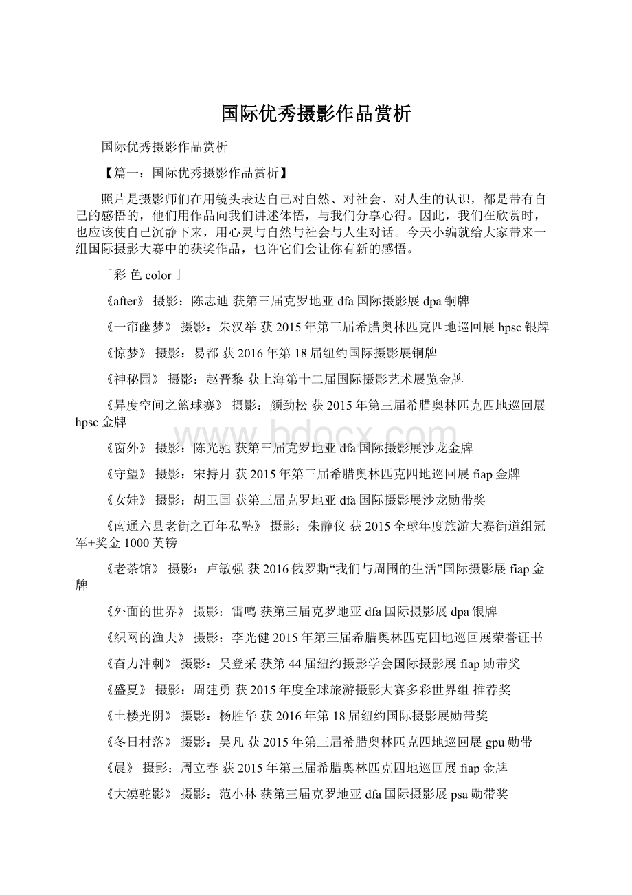 国际优秀摄影作品赏析.docx