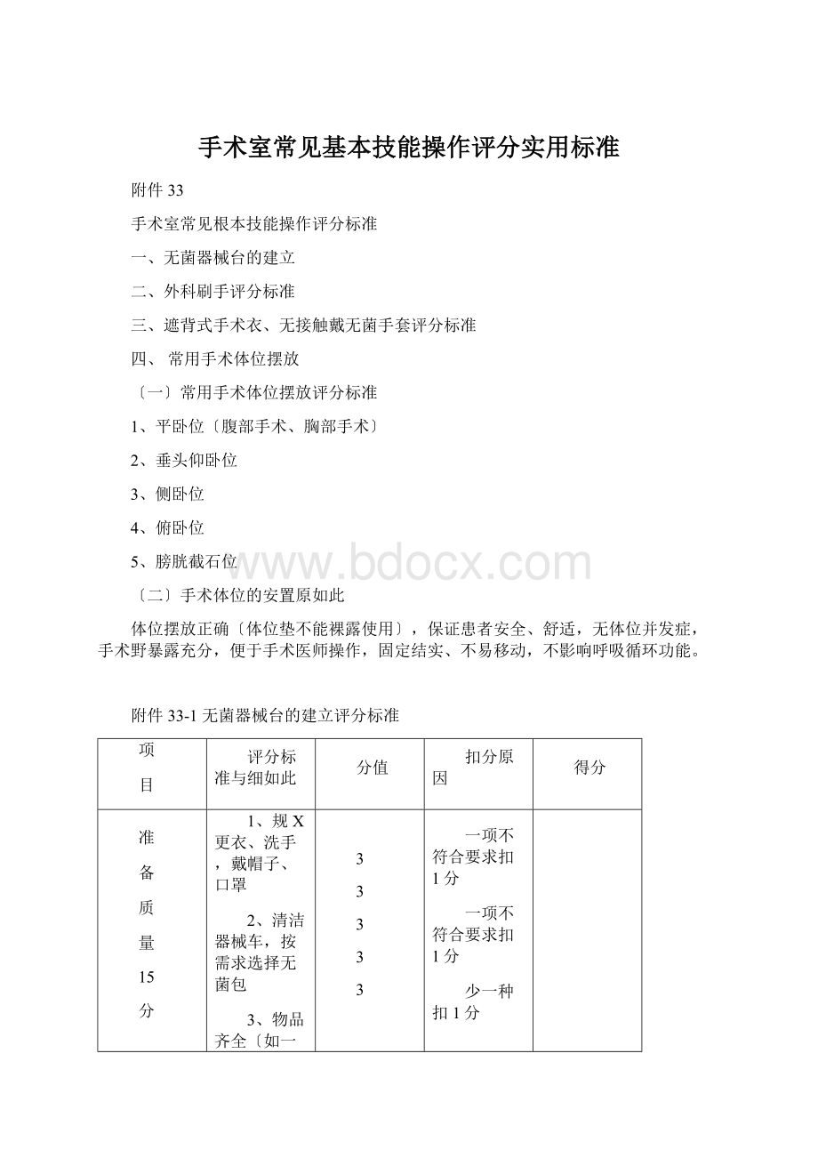 手术室常见基本技能操作评分实用标准.docx