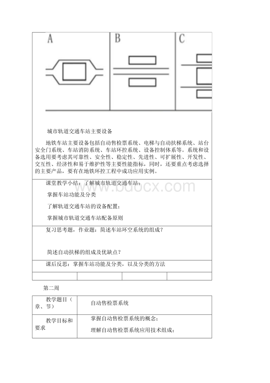 最新城市轨道交通车站设备教案汇总Word格式.docx_第2页