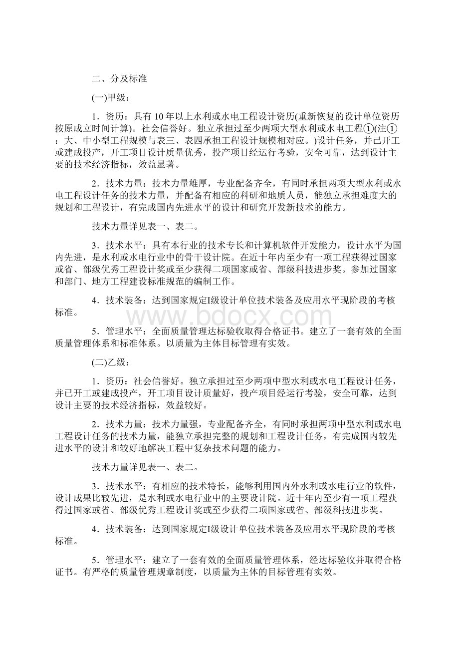 水利水电行业工程勘察设计资格分级标准.docx_第2页