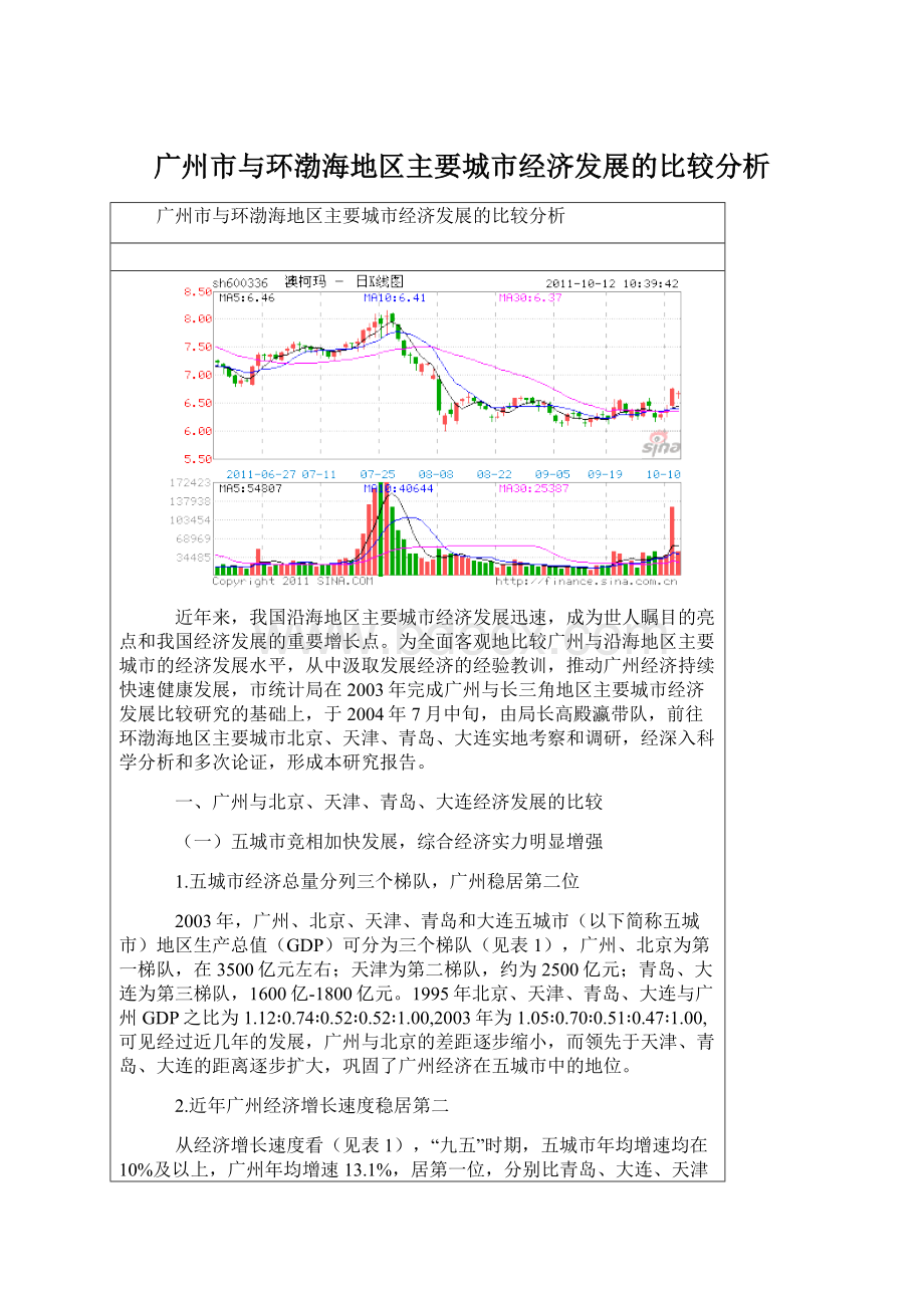 广州市与环渤海地区主要城市经济发展的比较分析.docx