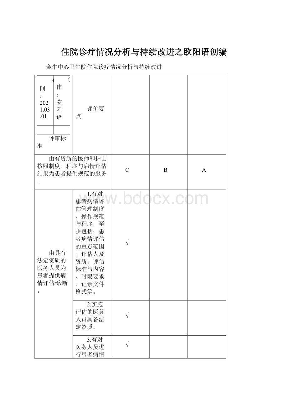 住院诊疗情况分析与持续改进之欧阳语创编文档格式.docx