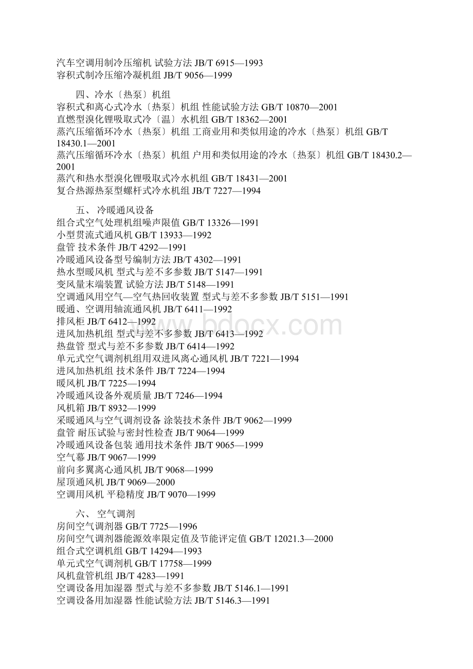 我国制冷空调标准大全Word格式.docx_第2页