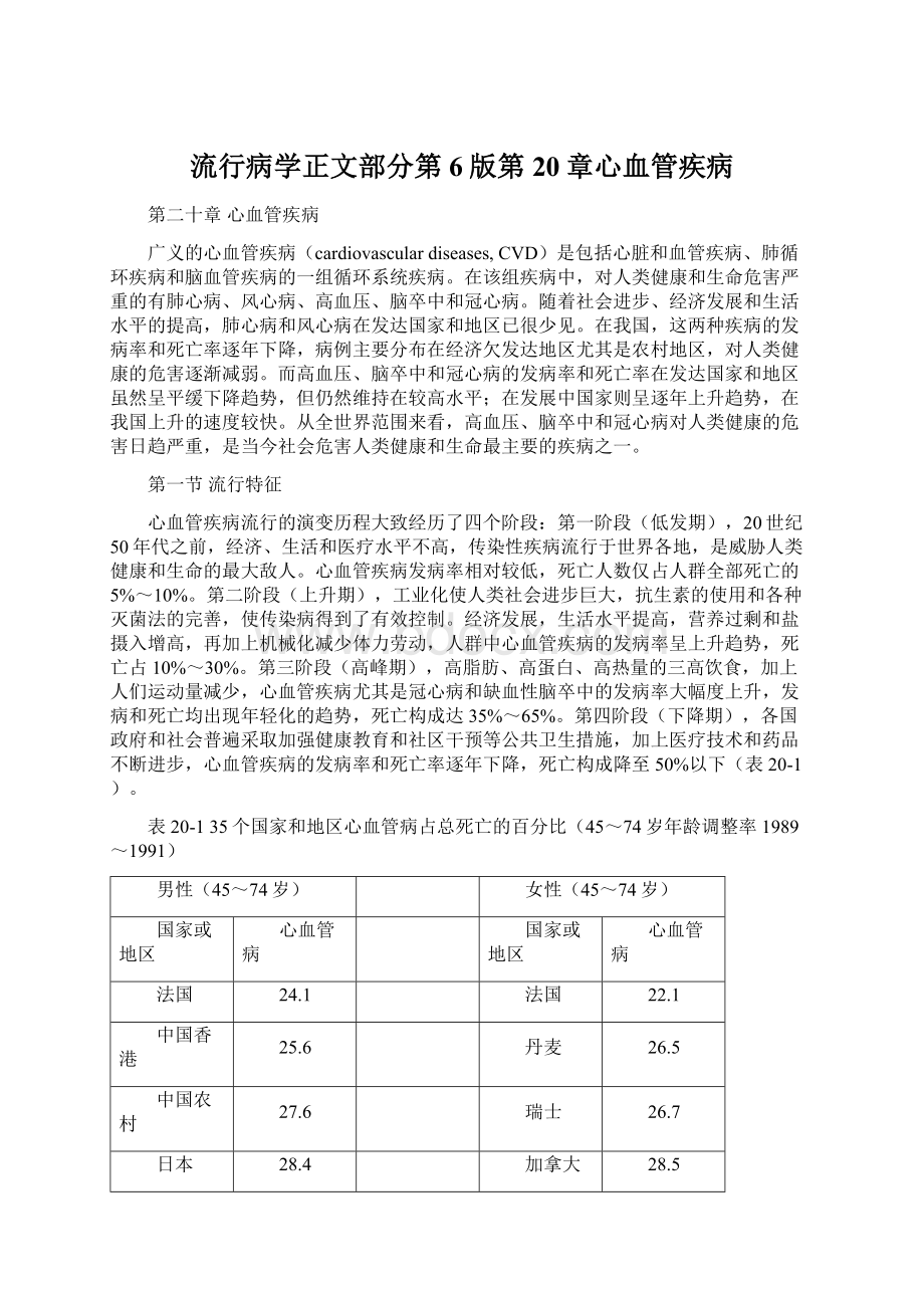 流行病学正文部分第6版第20章心血管疾病Word下载.docx