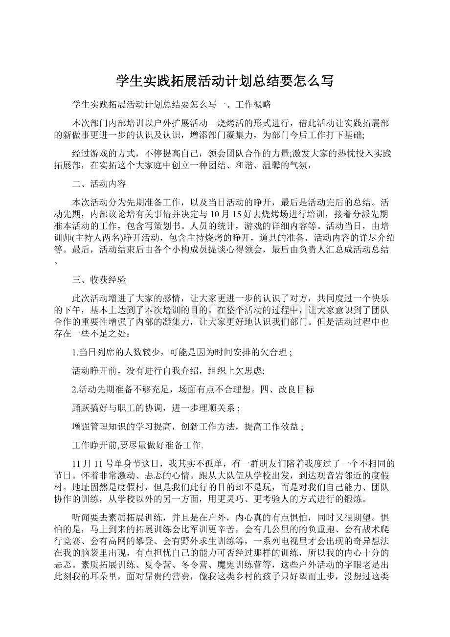 学生实践拓展活动计划总结要怎么写.docx