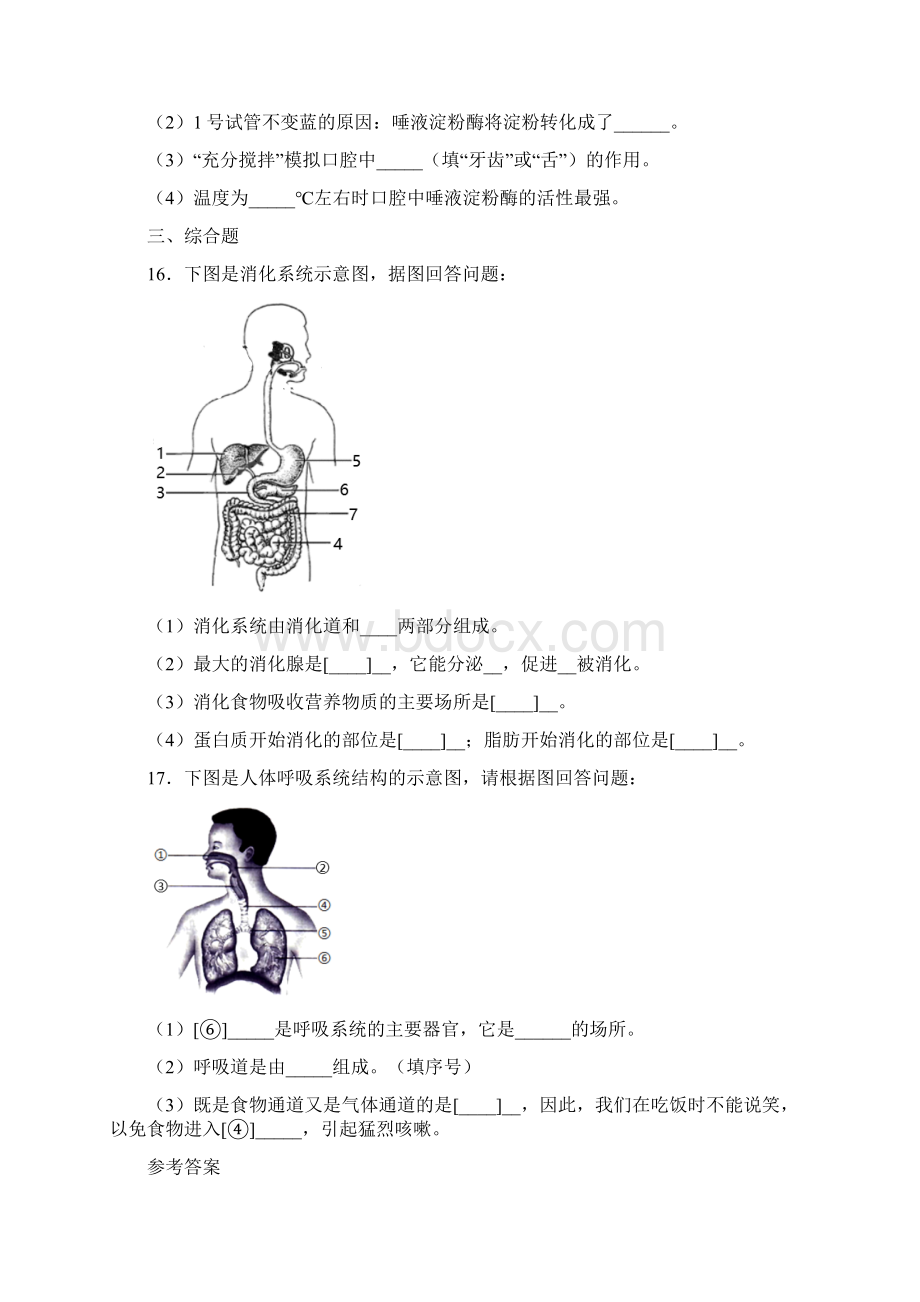 辽宁省营口市盖州市第一初级中学学年七年级下学期第一次月考生物试题.docx_第3页