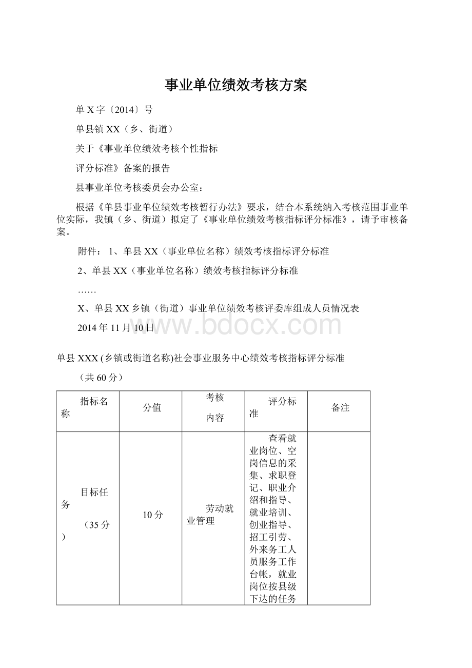 事业单位绩效考核方案Word文档下载推荐.docx