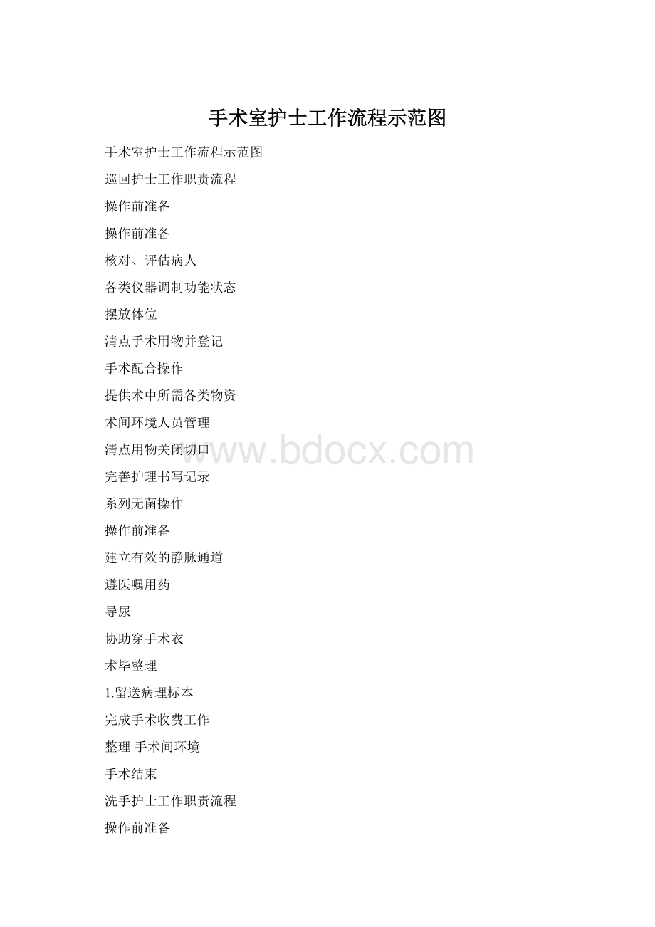 手术室护士工作流程示范图Word格式.docx