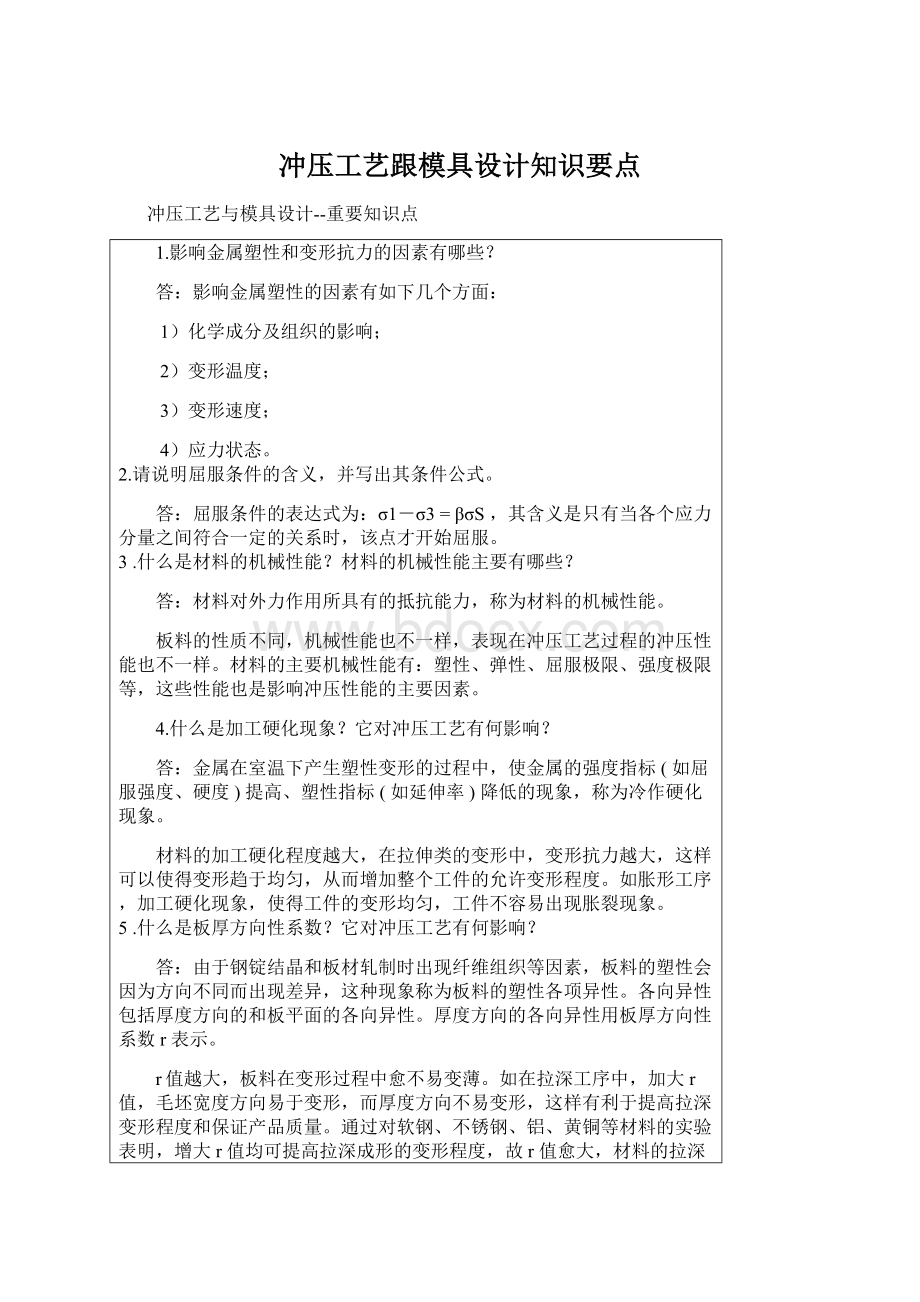 冲压工艺跟模具设计知识要点.docx