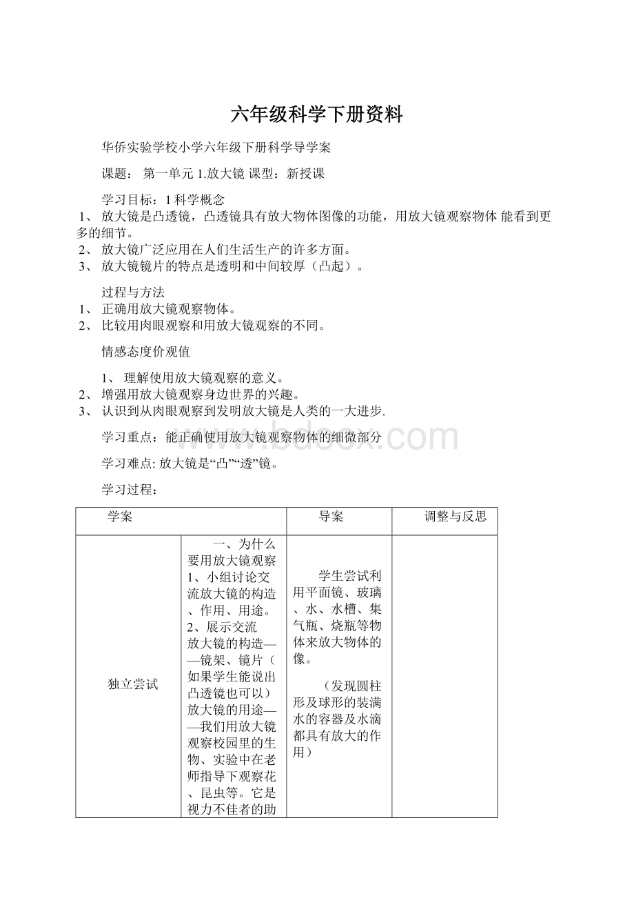 六年级科学下册资料.docx