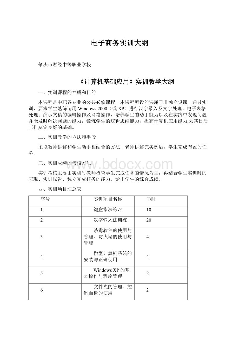 电子商务实训大纲.docx_第1页