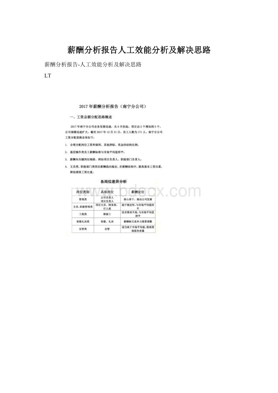 薪酬分析报告人工效能分析及解决思路.docx_第1页