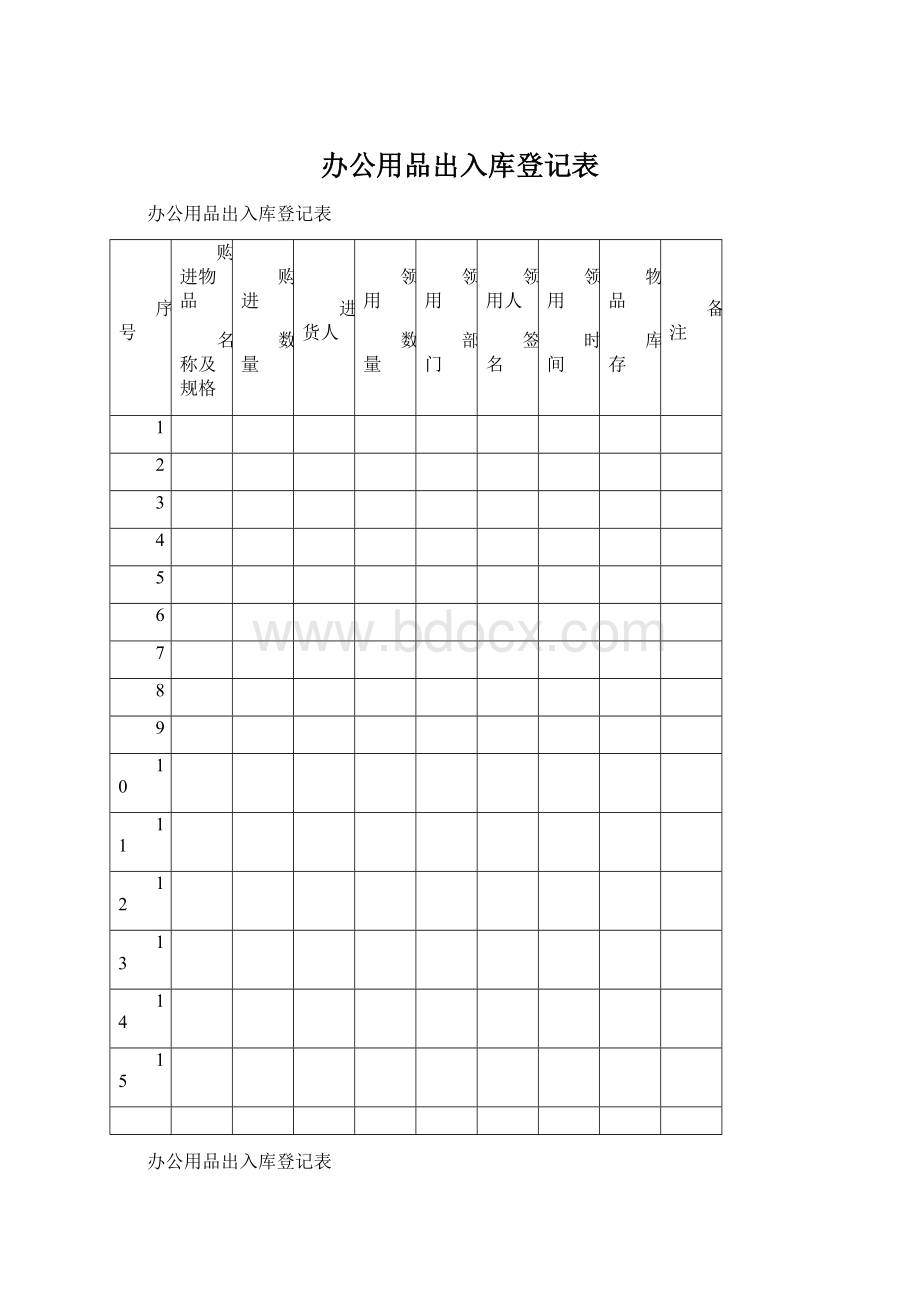 办公用品出入库登记表.docx_第1页