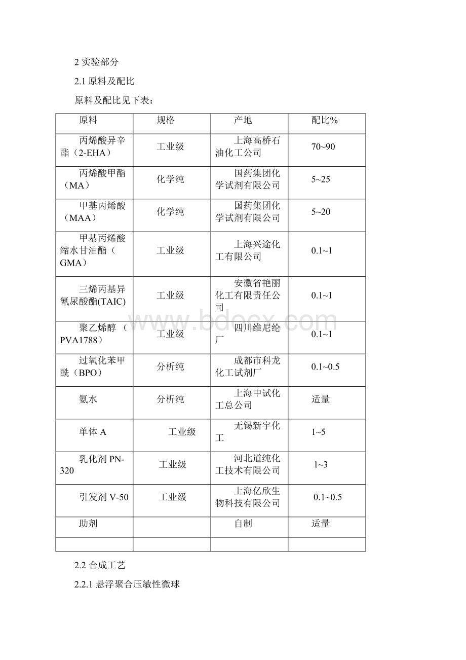 微球型丙烯酸酯压敏胶的制备研究Word文档格式.docx_第2页