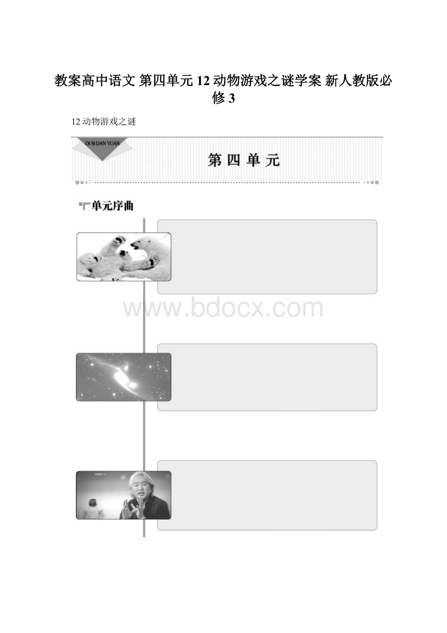 教案高中语文 第四单元 12动物游戏之谜学案 新人教版必修3.docx_第1页