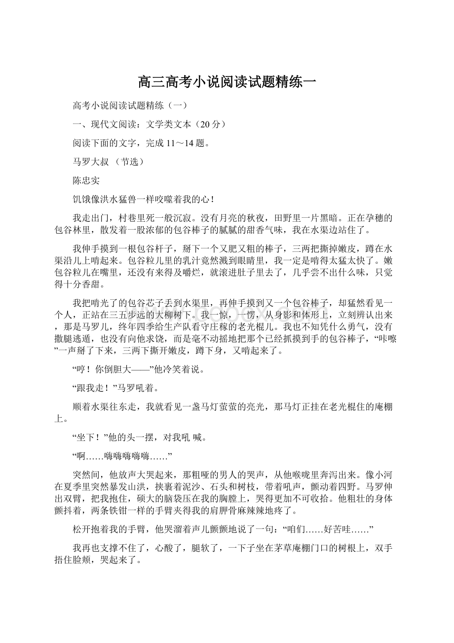 高三高考小说阅读试题精练一Word文件下载.docx