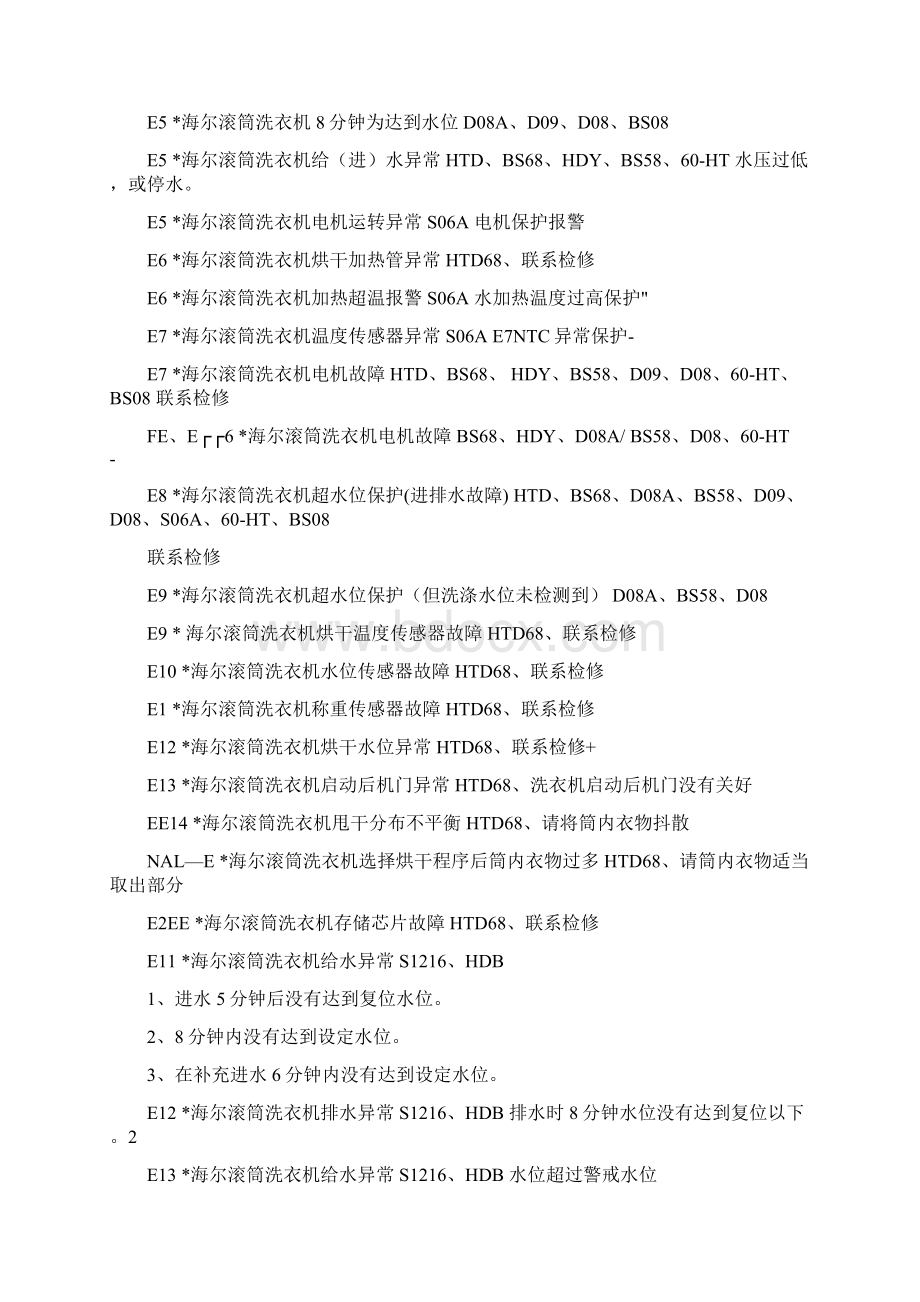 全自动洗衣机故障代码.docx_第2页