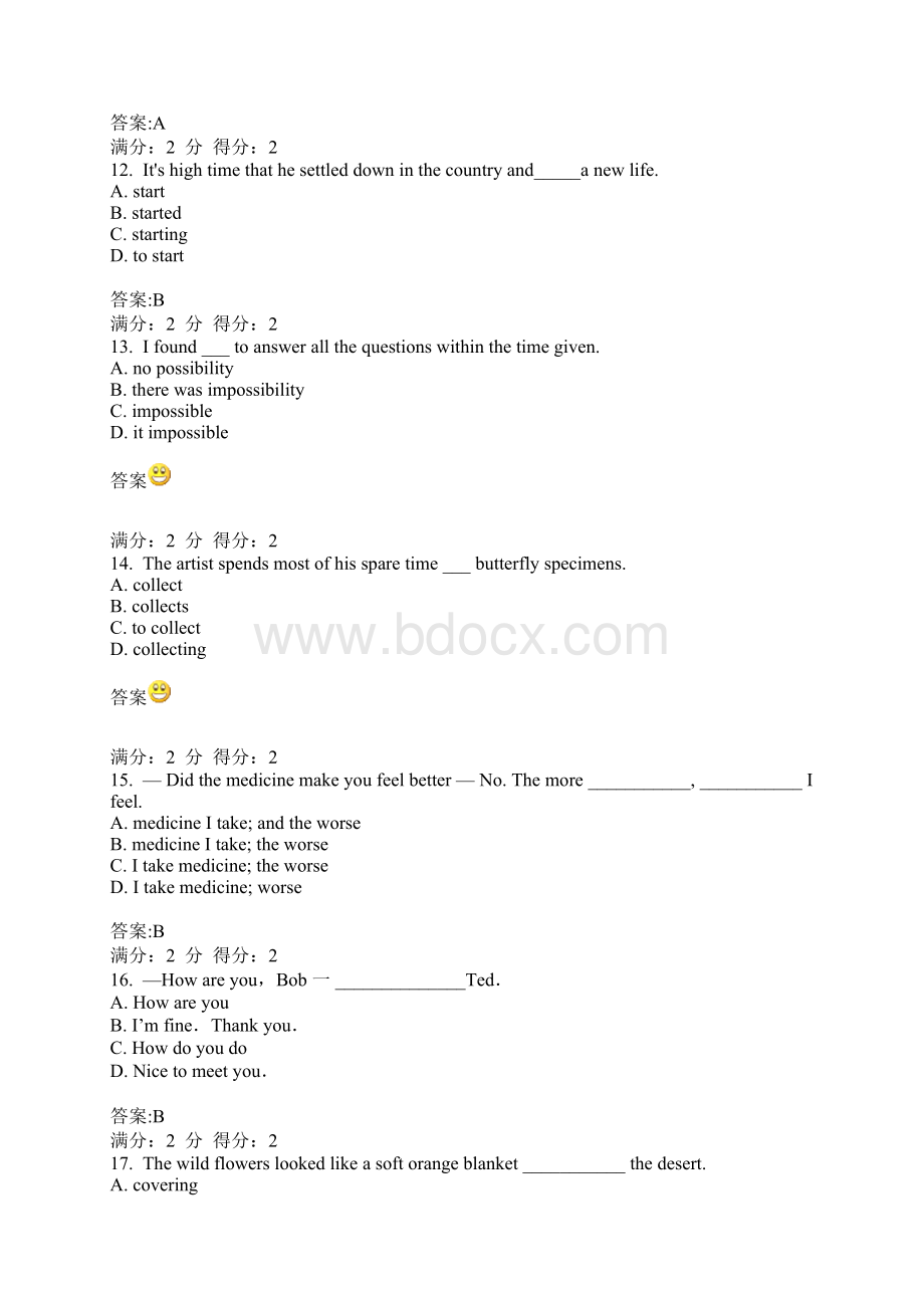 春西交17春《英语4新录》在线作业满分标准答案.docx_第3页