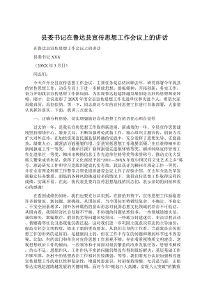 县委书记在鲁达县宣传思想工作会议上的讲话文档格式.docx